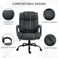 Vinsetto Chaise de bureau, Chaise de bureau ergonomique, Fauteuil pivotant avec accoudoir rembourré, supporte jusqu'à 220 kg, Gris(m-5)