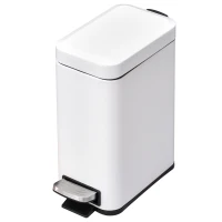 HOMCOM Pattumiera a Pedale da 5L, Secchio Interno Rimovibile e Corpo in Metallo, Pattumiera Cucina e Bagno, 29.2x14x32cm, Bianco(m-1)