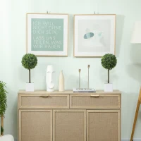 HOMCOM Set de 2 Bolas de Boj Artificial Recortadas en Forma de 45 cm Planta Artificial en Maceta(m-5)