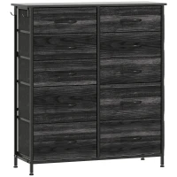 HOMCOM Chest of Ten Fabric Drawers - Black(m-1)