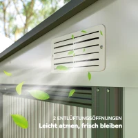 Outsunny Cobertizo de herramientas de metal 2,81m² 154x206,5x181 cm con techo de un solo lado y base para suelo(m-4)