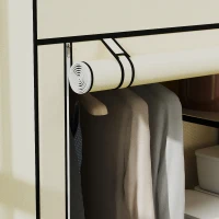 HOMCOM Fabric Wardrobe, Portable Wardrobe with 6 Shelves, 1 Hanging Rail, Foldable Closets, 103 x 43 x 162.5 cm, Cream White(m-8)