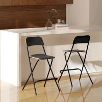 HOMCOM 2-Stuks Set Barstoelen, Opvouwbare Barstoelen met Stalen Frame, voor Keuken, Eetkamer, Zwart(m-7)