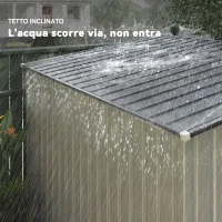 Outsunny Capanno Attrezzi in Metallo 1.5x2m con Base, Porta Scorrevole e Tetto Inclinato, Bianco(m-7)