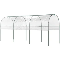 Outsunny Tunnel Tomato Greenhouse with 4 Hoops and Top Tap, Pointed Bottom and Guy Ropes, 400 x 123 x 171 cm, Clear(m-1)
