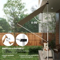 Outsunny Toldo Manual Retráctil 300x150x170-280 cm con Altura Ajustable Manivela y Protección Solar para Terraza Beige(m-6)
