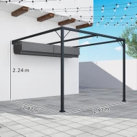 Outsunny 3 x 3 m Pergola, with Sliding Canopy - Grey(m-3)