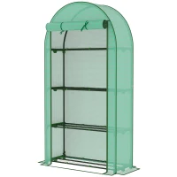 Outsunny Serra da Giardino con 4 Ripiani Porta Avvolgibile Copertura in PE e Telaio in Acciaio 105x45x160 cm Verde(m-5)