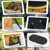 PawHut Cochecito para Perros Pequeños Plegable con Ventanas de Malla Cojín Lavable Correas de Seguridad y Marco de Acero Café(m-6)