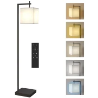 HOMCOM Floor Lamp for Living Room, 66" Modern Tall Standing Lamp with Adjustable Colour Temperatures & 10 Brightness Levels, Remote Control and Foot Switch for Bedroom Office, 9W LED Bulb Included(m-10)