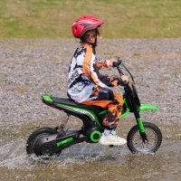 HOMCOM Elektrische Kindermotor, 24V motor, instelbare snelheid, muziek & lichten, Groen(m-10)