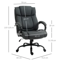 Vinsetto Chaise de bureau, Chaise de bureau ergonomique, Fauteuil pivotant avec accoudoir rembourré, supporte jusqu'à 220 kg, Gris(m-3)