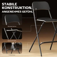 HOMCOM 2-Stuks Set Barstoelen, Opvouwbare Barstoelen met Stalen Frame, voor Keuken, Eetkamer, Zwart(m-6)