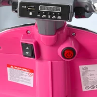 HOMCOM Elektrische Kindermotor met MP3-Muziek, Koplampen, 3-6 Jaar, Kunstleder, Metaal, 108 x 49 x 75 cm, Roze(m-10)