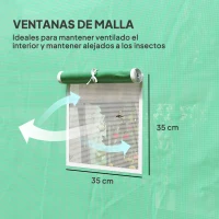 Outsunny Invernadero de Túnel 296x196x200 cm Invernadero de Jardín con 3 Puertas y 6 Ventanas Marco de Acero Galvanizado Verde(m-6)