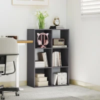 HOMCOM 6-Cube Bookshelf - Grey(m-2)