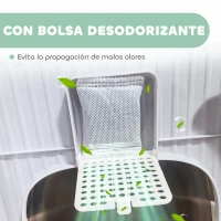 PawHut Arenero Cerrado para Gatos con Entrada Frontal Salida Superior Bandeja Extraíble y Pala 40,5x52,5x42,5 cm Blanco y Verde(m-7)