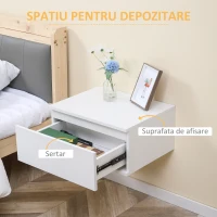 Homcom Set 2 Noptiere Suspendate – Sertar Alb, MDF & PAL(m-5)