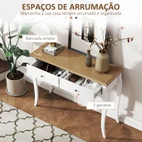 HOMCOM Mesa Consola Consola de Entrada com 2 Gavetas Estilo Francês 100x35x76,5 cm Branco e Marrom Escuro(m-4)