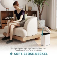 HOMCOM Mülleimer aus Metall, Abfalleimer, 5 L Fassungsvermögen, mit Fußpedal, mit Inneneimer, Weiß(m-4)