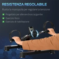 HOMCOM Mini Cyclette per Riabilitazione con Altezza e Resistenza Regolabile e Display LCD, in Acciaio e ABS, Nera e Rossa(m-5)