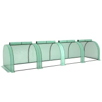 Outsunny Invernadero Pequeño Invernadero de Jardín para Cultivo de Plantas con 4 Ventanas Enrollables 395x100x80 cm Verde(m-10)