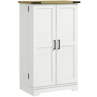 HOMCOM Armário de Cozinha com 2 Portas e 16 Prateleiras Despensa Rústica com Prateleiras Ajustáveis 60x40x104 cm Creme(m-1)