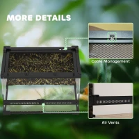 PawHut Reptile Glass Terrarium with Stone Background, Front Ventilation, Escape-Proof Knob Lock, 30 x 20 x 20 cm, Black(m-9)