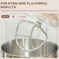 HOMCOM 1300W Kitchen Stand Mixer, with Accessories - Beige(m-6)