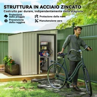 Outsunny Capanno Attrezzi in Metallo 1.5x2m con Base, Porta Scorrevole e Tetto Inclinato, Bianco(m-4)