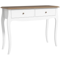 HOMCOM Mesa Consola Consola de Entrada com 2 Gavetas Estilo Francês 100x35x76,5 cm Branco e Marrom Escuro