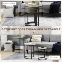 HOMCOM Beistelltische 3er Set Satztisch stapelbar Couchtisch Sofatisch Kaffeetisch 3 Größen Industrial Design Metall Schwarz+Braun(m-4)