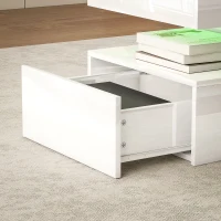 HOMCOM LED Coffee Table with Storage - High Gloss White(m-8)