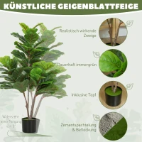 HOMCOM Kunstmatige Vijgeboom 110cm Kunstplant, Plastic Kunstplanten in Pot, Decoratie Cadeau(m-4)