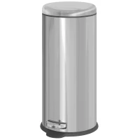 HOMCOM Cubo de Basura con Apertura a Pedal Basurero Automático Cierre Interno Extraíble con Volumen de 30 L Acero Inoxidable Ф29,2x62,9 cm Plateado(m-11)