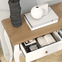 HOMCOM Tavolo Consolle Moderno con 2 Cassetti in Legno, 100x35x76.5 cm, Bianco e Marrone Scuro(m-9)