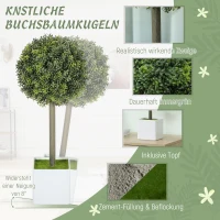 HOMCOM Set van 2 Kunstmatige Buxus Bolvormige Planten 45 cm - Kunstplanten in Pot van Plastic(m-4)