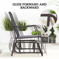 Outsunny Glider Rocking Chair & Table Set 2 Single Seaters Rocker Garden Swing Chair Patio Furniture Bistro Set Grey(m-4)