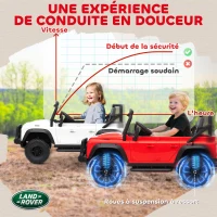 AIYAPLAY Voiture électrique enfants, télécommande 2,4G, 3 vitesses, 4 roues à suspension, musique, lumières LED et klaxon, blanc(m-6)