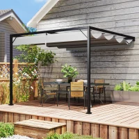 Outsunny 3 x 3 m Pergola, with Sliding Canopy - Grey(m-9)