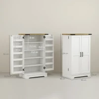 HOMCOM Armario Despensa Cocina con 2 Puertas 16 Estantes y Estantes Ajustables para Comedor Salón 60x40x104 cm Crema(m-3)
