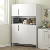 HOMCOM Keukenkast, 4 Kasten, 6 Deuren, 12 Scharnieren, Werkblad, Spaanplaat, Wit(m-10)