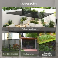 Outsunny Toldo Vela de Sombra Rectangular 3x2 m Toldo de Jardín Protección Solar 65% Transpirable y Anticongelante Negro(m-4)