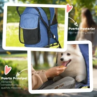 PawHut Cochecito para Perros Pequeños Plegable con Cesta de Almacenaje Capota Ajustable y 2 Ruedas Universales 81x48x99 cm Azul(m-7)
