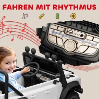 AIYAPLAY Kinder Elektroauto, 12V batterij-aangedreven, afstandsbediening, muziekfunctie, hoorn, LED-lampen, Wit(m-9)