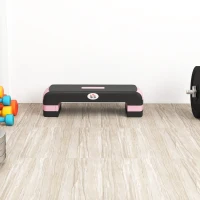 HOMCOM Aerobic Step with 3-Level Adjustable Heights for Home, Office Exercise, Black and Pink(m-8)