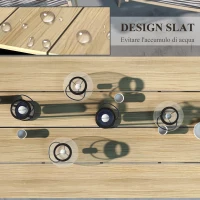 Outsunny Tavolo da Giardino Rettangolare in Alluminio con Piano a Doghe per 6-8 Persone, 180x90x74cm, Quercia(m-7)