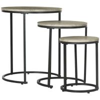 HOMCOM Beistelltische 3er Set Satztisch stapelbar Couchtisch Sofatisch Kaffeetisch 3 Größen Industrial Design Metall Schwarz+Braun(m-10)