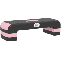 HOMCOM Aerobic Step with 3-Level Adjustable Heights for Home, Office Exercise, Black and Pink(m-1)
