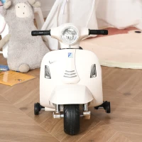 HOMCOM VESPA elektrische motorfiets kindermotorfiets elektrisch voertuig 18-36 maanden 3 km/u LED-licht geluid PP kunststof metaal wit 66,5 x 38 x 52 cm(m-13)